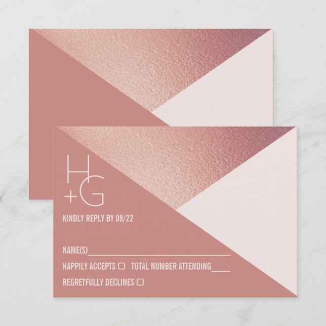 Modern Minimalist Geometric Wedding RSVP Card (Front/Back)