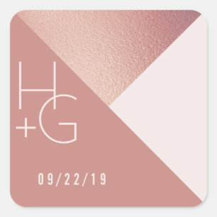 Modern Minimalist Geometric Wedding Square Sticker