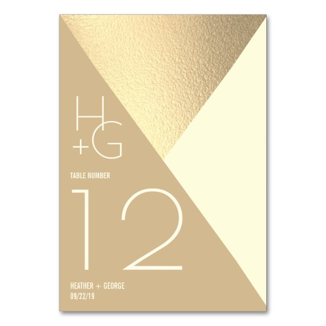 Modern Minimalist Geometric Wedding Table Number (Front)