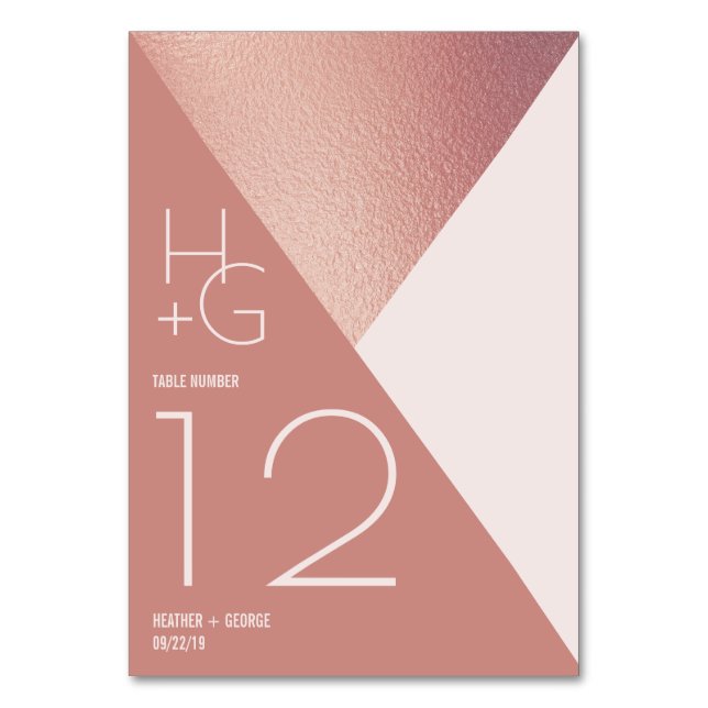 Modern Minimalist Geometric Wedding Table Number (Front)
