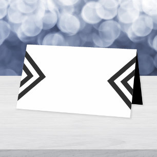 Modern Minimalist Geometric White and Black Place Card