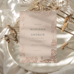Modern Minimalist Gilded Rose Gold Floral Wedding