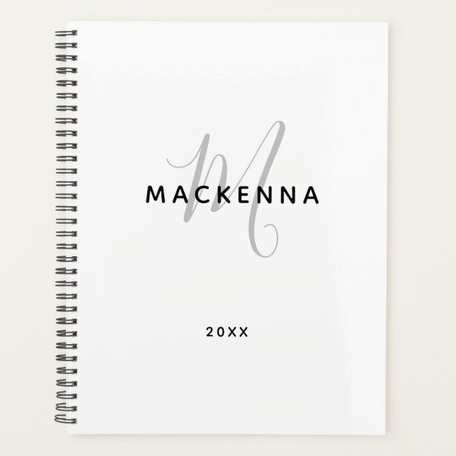 Modern Minimalist Girly Monogram Script Name 2022 Planner (Front)