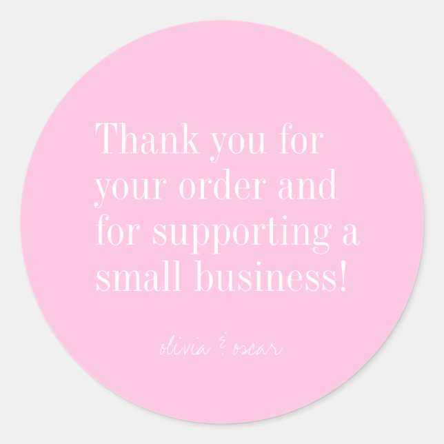 Modern Minimalist Girly Pink Editable Thank You Classic Round Sticker (Front)