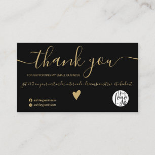 Modern minimalist gold and black order thank you business card