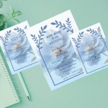 Modern Minimalist Gold and Blue Poppy Wedding