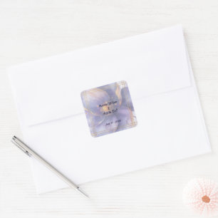 Modern Minimalist Gold and Purple Wedding Square Sticker