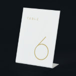 Modern Minimalist Gold and White Table Number Tabl Pedestal Sign<br><div class="desc">This Modern Minimalist Table Number is perfect for wedding table numbers or any table number party needs. Fully customizable! **PLEASE NOTE: To order,  simply adjust your table number and add each number to your cart separately. Then check out once you are finished.</div>