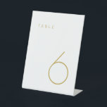 Modern Minimalist Gold and White Table Number Tabl Pedestal Sign<br><div class="desc">This Modern Minimalist Table Number is perfect for wedding table numbers or any table number party needs. Fully customizable! **PLEASE NOTE: To order,  simply adjust your table number and add each number to your cart separately. Then check out once you are finished.</div>