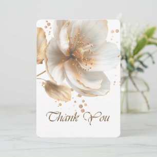 Modern Minimalist Gold and White Wedding Thank You Card