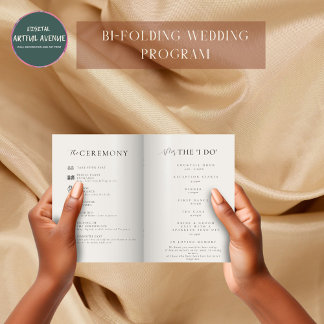 Modern Minimalist Gold Calligraphy Wedding Program