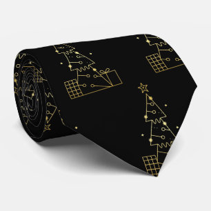 Modern Minimalist Gold Christmas Tree Black Tie