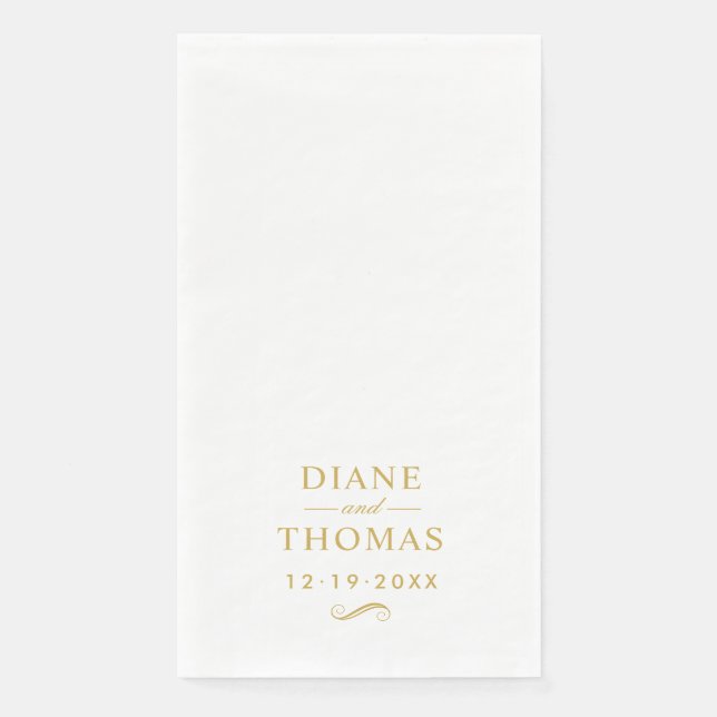 Modern Minimalist Gold Custom Wedding Monogram Napkin (Front)