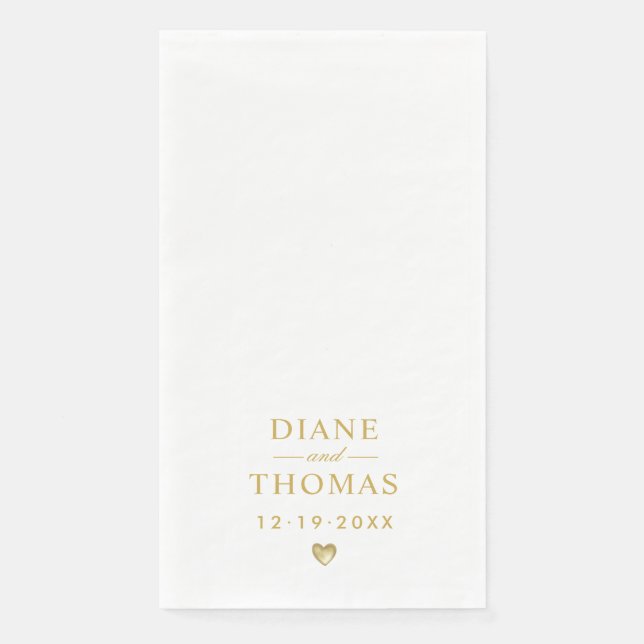 Modern Minimalist Gold Custom Wedding Monogram Napkin (Front)