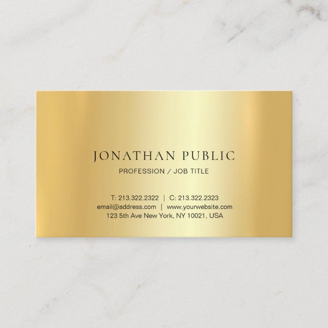 Modern Minimalist Gold Design Elegant Template Business Card (Front)