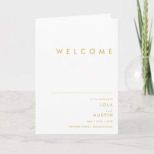 Modern Minimalist Gold Folded Wedding Program