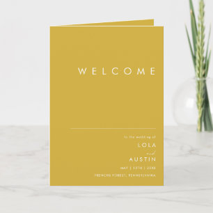 Modern Minimalist Gold Folded Wedding Program