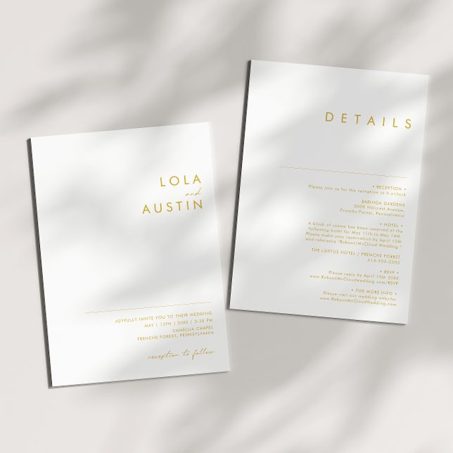 Modern Minimalist Gold Font All In One Wedding Invitation (Creator Uploaded)