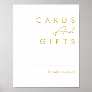 Modern Minimalist Gold Font Cards and Gifts Sign