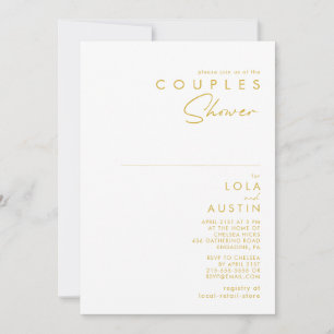 Modern Minimalist Gold Font Couples Shower Invitation