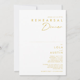 Modern Minimalist Gold Font Rehearsal Dinner Invitation