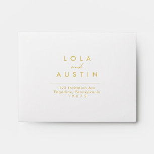 Modern Minimalist Gold Font Self Addressed RSVP Envelope