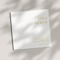 Modern Minimalist Gold Font Square Wedding