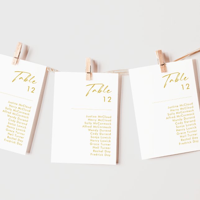 Modern Minimalist Gold Font Table Number Chart (Creator Uploaded)
