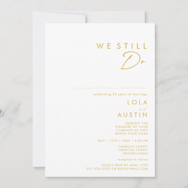 Modern Minimalist Gold Font We Still Do Renewal Invitation (Front)