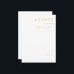 Modern Minimalist Gold Font Wedding Advice Card<br><div class="desc">This Modern Minimalist Gold Font wedding advice card is perfect for your classy boho wedding. Its simple, unique abstract design accompanied by a contemporary minimal script and gold colour palette gives this product a feel of elegant formal luxury while staying simplistic, chic bohemian. Keep it as is, or choose to...</div>