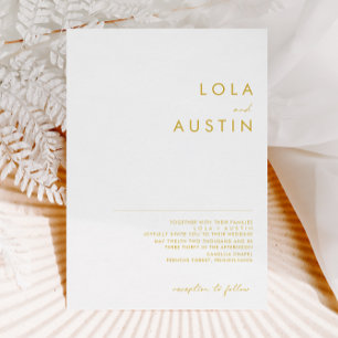 Modern Minimalist Gold Font Wedding Invitation