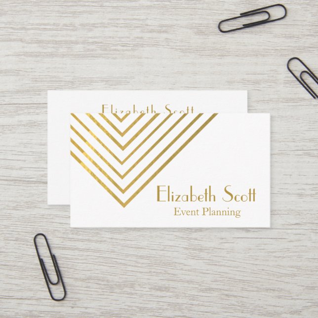 Modern Minimalist Gold Geometric Design Business Card (Front/Back In Situ)