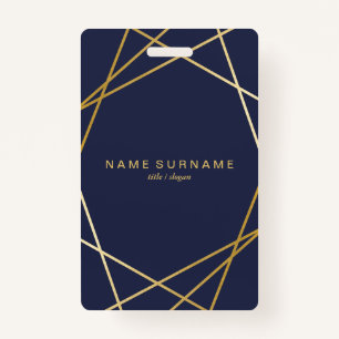 Modern Minimalist Gold Geometric Midnight Blue Badge