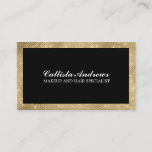 Modern Minimalist Gold Glitter Simple Makeup Business Card