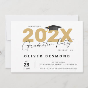 Modern Minimalist Gold Graduation Party Invitation
