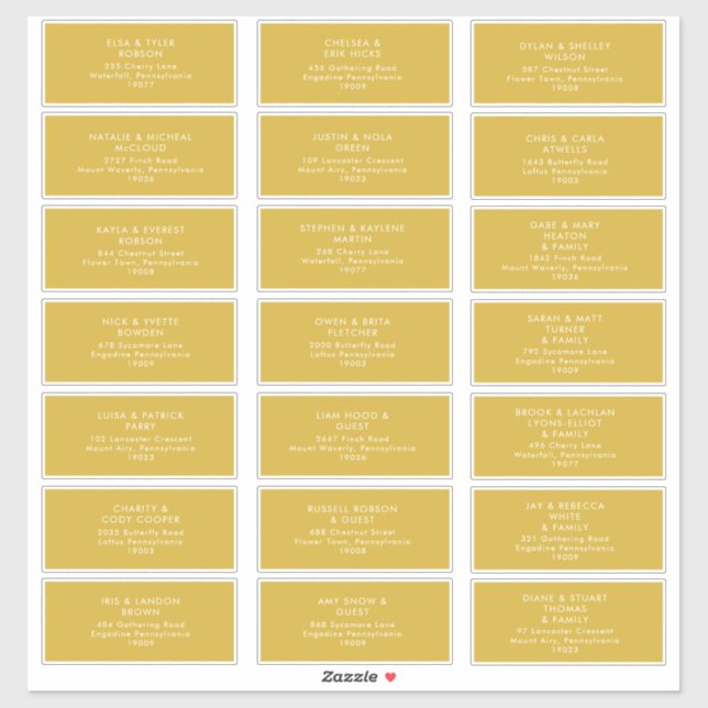 Modern Minimalist Gold Guest Address labels (Sheet)