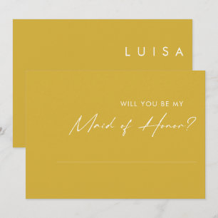 Modern Minimalist Gold Maid of Honour Proposal Car Invitation