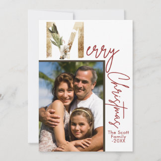 Modern Minimalist Gold Photo Christmas Card