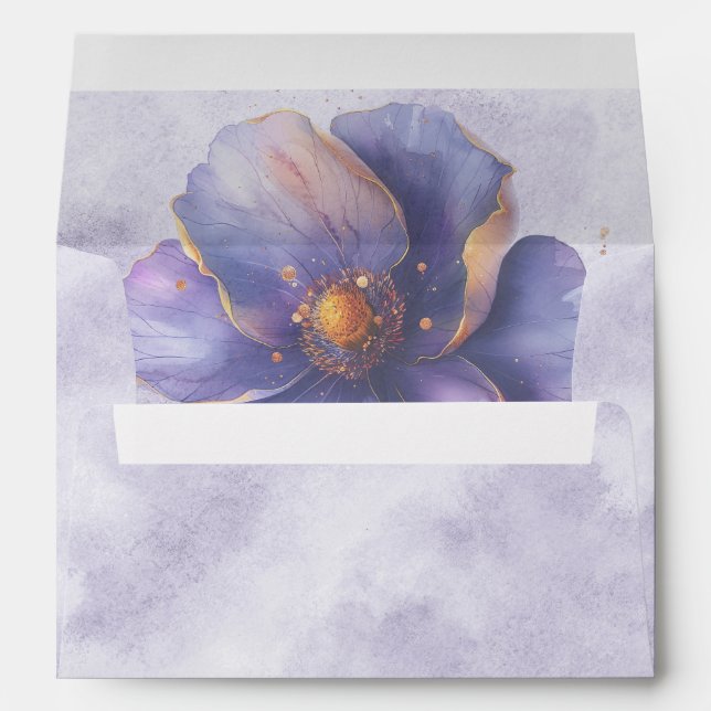 Modern Minimalist Gold Purple Envelope (Back (Bottom))