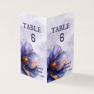 Modern Minimalist Gold Purple Wedding Table Number