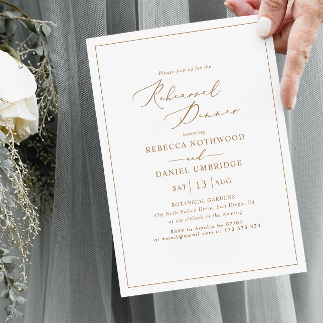 Modern Minimalist Gold Rehearsal Dinner Invitation (Creator Uploaded)