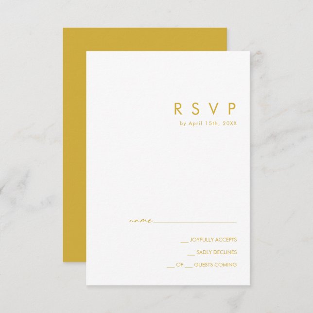 Modern Minimalist Gold RSVP Card (Front/Back)
