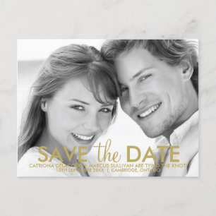 Modern Minimalist Gold Save the Date Postcard