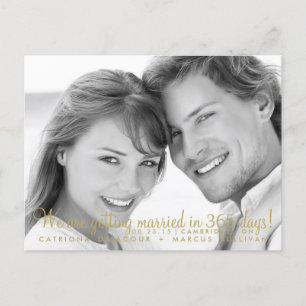 Modern Minimalist Gold Save the Date Postcard II