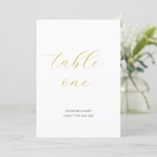 Modern Minimalist Gold Script Wedding Table Number