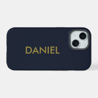 Modern minimalist gold text navy blue