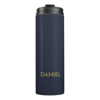 Modern minimalist gold text navy blue