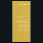 Modern Minimalist Gold Wedding Dinner Menu<br><div class="desc">This Modern Minimalist Gold wedding dinner menu is perfect for your classy boho wedding. Its simple, unique abstract design accompanied by a contemporary minimal script and gold colour palette gives this product a feel of elegant formal luxury while staying simplistic, chic bohemian. Keep it as is, or choose to personalize...</div>