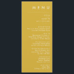 Modern Minimalist Gold Wedding Dinner Menu<br><div class="desc">This Modern Minimalist Gold wedding dinner menu is perfect for your classy boho wedding. Its simple, unique abstract design accompanied by a contemporary minimal script and gold colour palette gives this product a feel of elegant formal luxury while staying simplistic, chic bohemian. Keep it as is, or choose to personalize...</div>