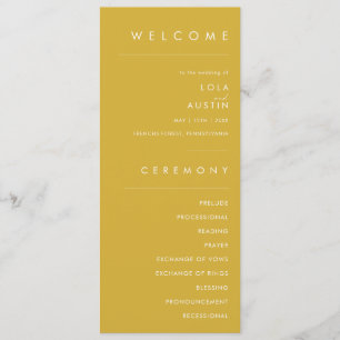 Modern Minimalist Gold Wedding Program